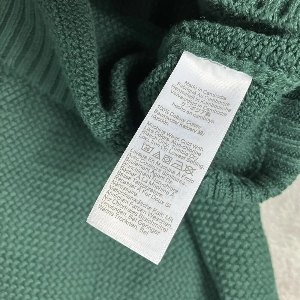 J‎ Crew Mens XXL Green Premium Basket-stitch Cotton Crewneck Sweater